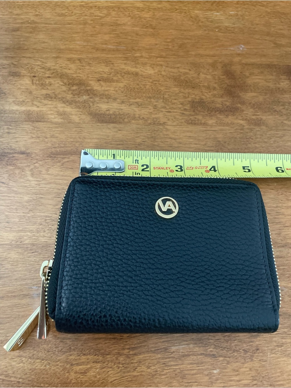 Valentina Black Pebbled Leather Double Zip Wallet